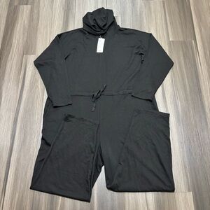 Eileen Fisher Jumpsuit Women’s Large Black Solid Hooded Made in USA